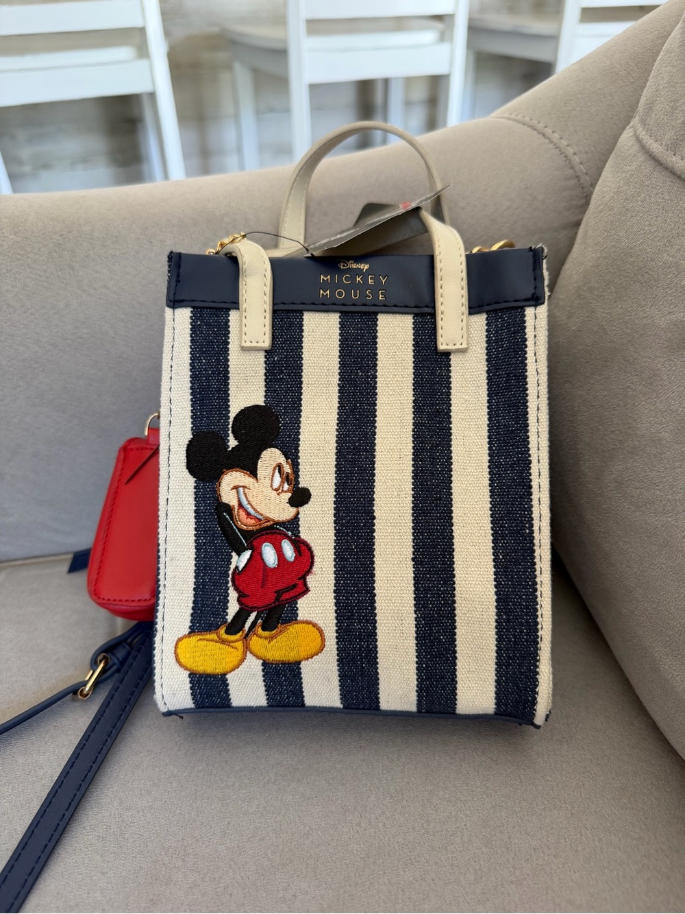 Bioworld Disney Mickey Mouse, mini tote Navy & Cream Striped Crossbody Bag